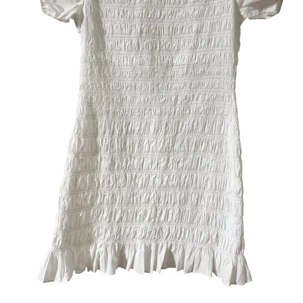 DOEN Rizzo Smocked Mini Dress in "Salt" White Cream Size Small - Picture 5 of 10